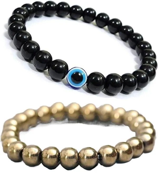 Multiagate_Pyrite,_Evil_Eye_Bracelet_Set_(Pack_of_2)