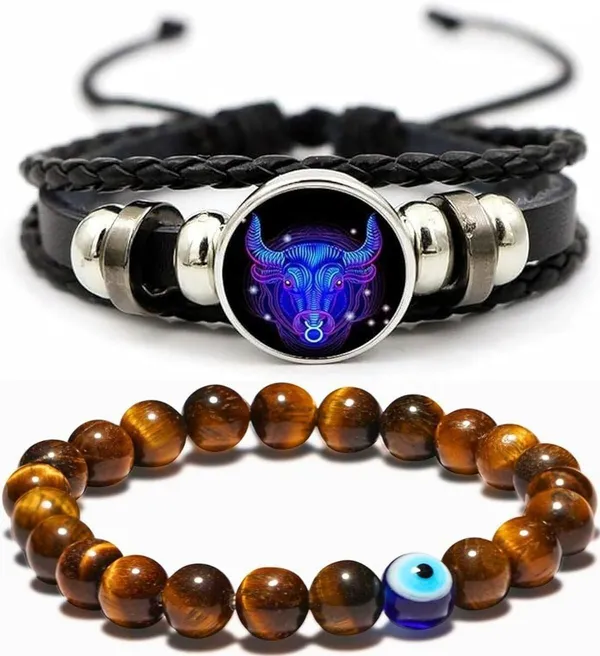 Multiagate_Stone,_Leather_Bracelet_Set_(Pack_of_2)