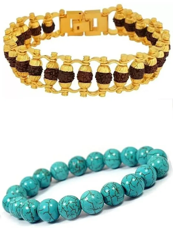 Multiagate_Stone,_Crystal,_Rudraksha,_Turquoise_Bracelet_Set_(Pack_of_2)