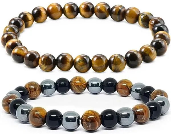 Multiagate_Crystal,_Tiger's_Eye,_Black_Obsidian_Bracelet_Set_(Pack_of_2)