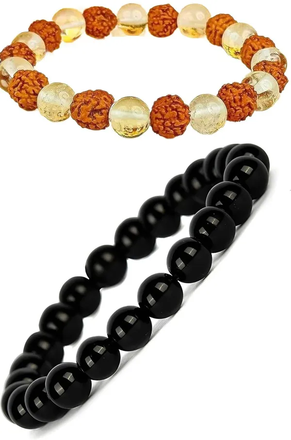 Multiagate_Pyrite,_Crystal,_Rudraksha,_Clear_Quartz_Bracelet_Set_(Pack_of_2)