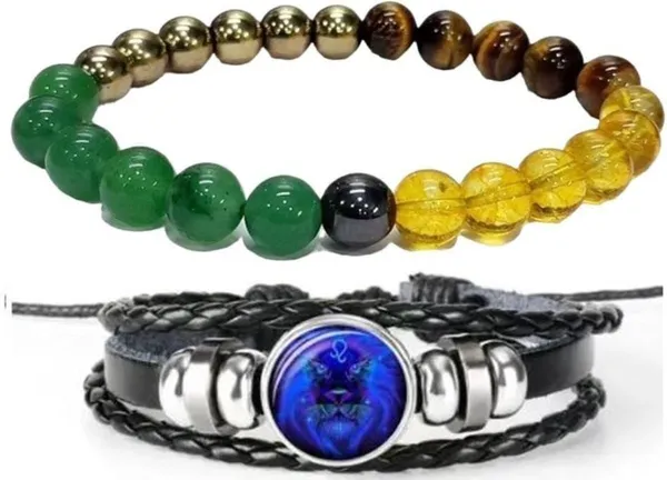 Multiagate_Stone,_Leather_Bracelet_Set_(Pack_of_2)