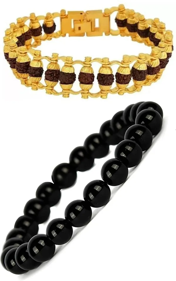 Multiagate_Pyrite,_Rudraksha_Bracelet_Set_(Pack_of_2)