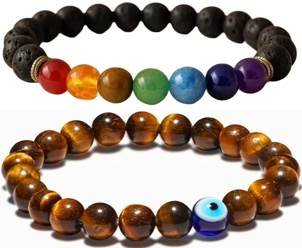 Multiagate_Pyrite,_Stone,_Green_Aventurine,_Amethyst,_Tiger's_Eye,_Lava,_7_Chakra,_Green_Jade_Bracelet_Set_(Pack_of_2)