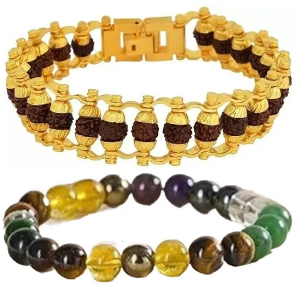 Multiagate_Pyrite,_Hematite,_Green_Aventurine,_Amethyst,_Tiger's_Eye,_Rudraksha,_Citrine_Bracelet_Set_(Pack_of_2)