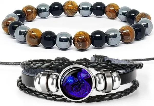 Multiagate_Crystal,_Tiger's_Eye,_Leather,_Black_Obsidian_Bracelet_Set_(Pack_of_2)