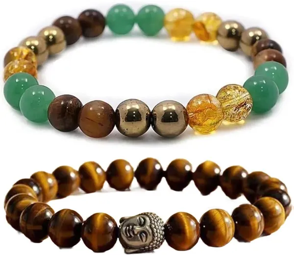Multiagate_Pyrite,_Green_Aventurine,_Citrine_+_Golden,_Tiger's_Eye_Bracelet_Set_(Pack_of_2)
