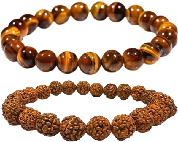 Multiagate_Tiger's_Eye,_Rudraksha_Bracelet_Set_(Pack_of_2)