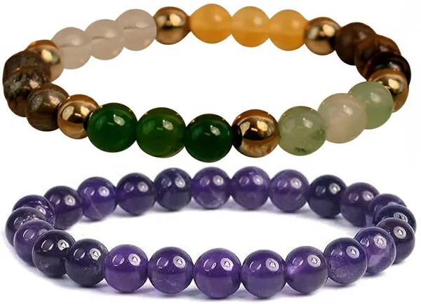 Multiagate_Stone,_Amethyst_Bracelet_Set_(Pack_of_2)