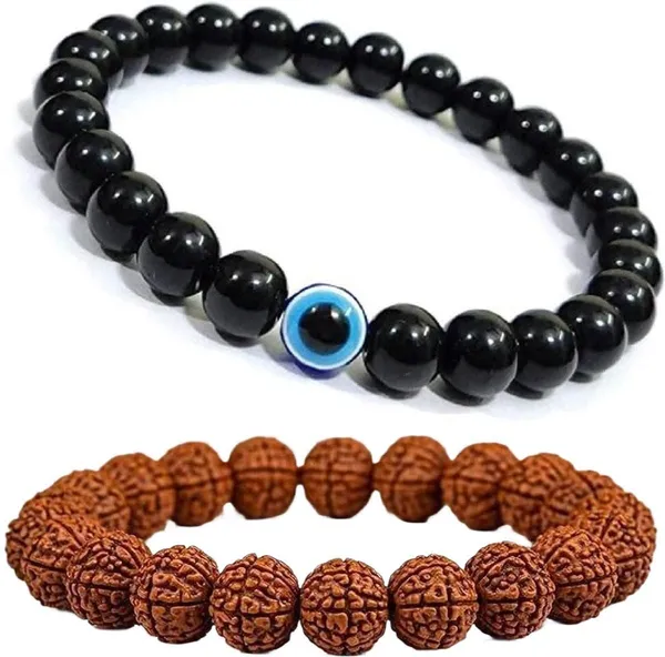 Multiagate_Rudraksha,_Evil_Eye_Bracelet_Set_(Pack_of_2)