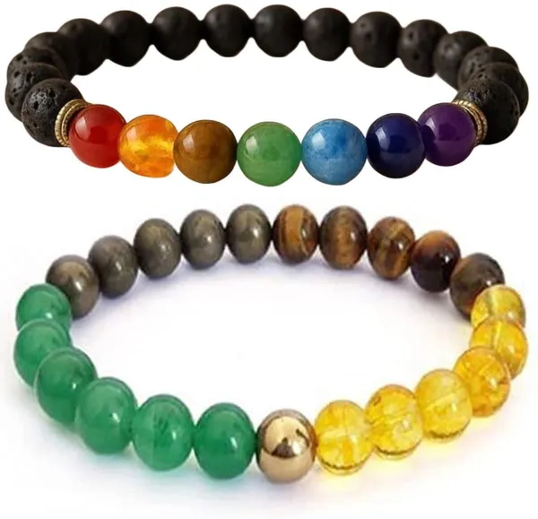 Multiagate_Pyrite,_Stone,_Green_Aventurine,_Amethyst,_Crystal,_Tiger's_Eye,_Lava,_7_Chakra,_Green_Jade_Bracelet_Set_(Pack_of_2)