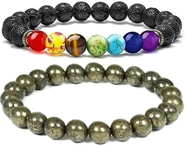 Multiagate_Pyrite,_Stone,_Rose_Quartz,_Amethyst,_Crystal,_Tiger's_Eye,_Lava,_7_Chakra,_Clear_Quartz_Bracelet_Set_(Pack_of_2)