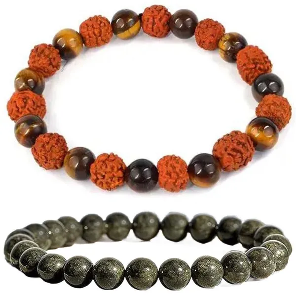 Multiagate_Pyrite,_Stone,_Crystal,_Tiger's_Eye,_Rudraksha_Bracelet_Set_(Pack_of_2)