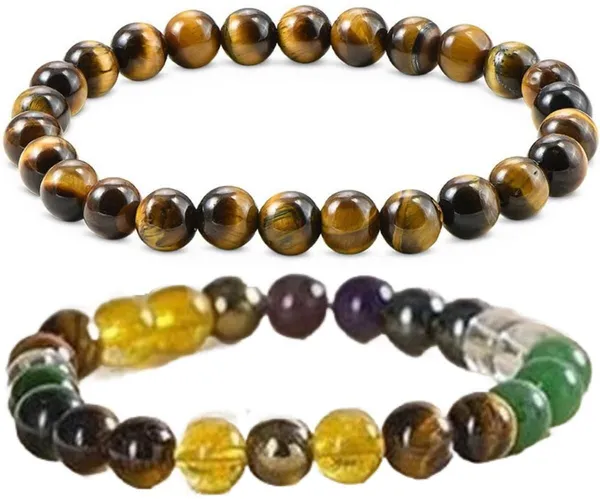 Multiagate_Pyrite,_Hematite,_Green_Aventurine,_Amethyst,_Crystal,_Tiger's_Eye,_Citrine_Bracelet_Set_(Pack_of_2)