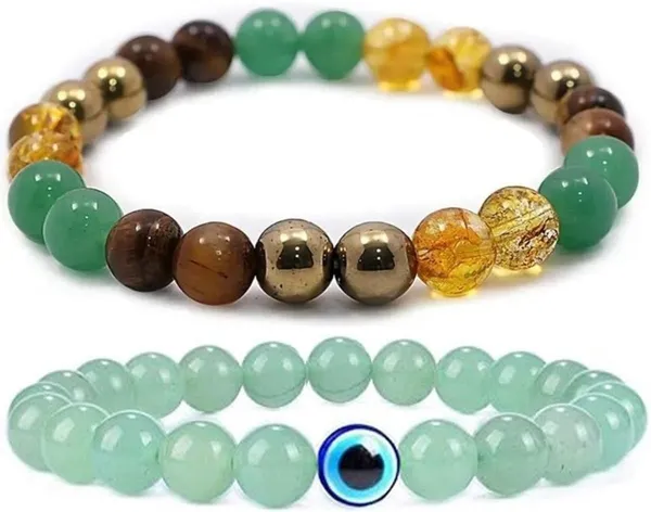 Multiagate_Pyrite,_Green_Aventurine,_Citrine_+_Golden,_Crystal,_Tiger's_Eye_Bracelet_Set_(Pack_of_2)