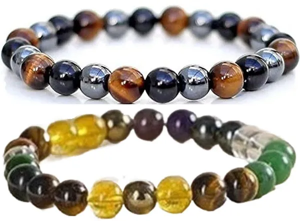 Multiagate_Pyrite,_Hematite,_Green_Aventurine,_Amethyst,_Crystal,_Tiger's_Eye,_Glass,_Citrine_Bracelet_Set_(Pack_of_2)