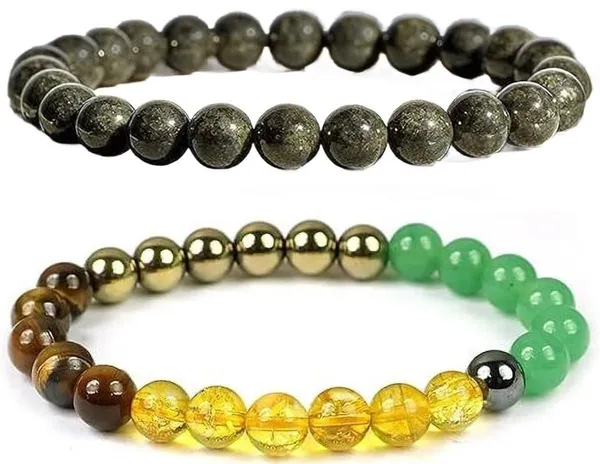 Multiagate_Pyrite,_Green_Aventurine,_Citrine_+_Golden,_Tiger's_Eye,_Citrine,_7_Chakra,_Clear_Quartz_Bracelet_Set_(Pack_of_2)