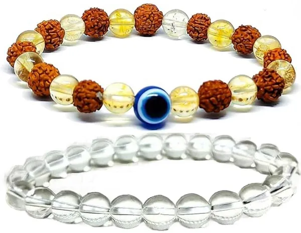 Multiagate_Stone,_Crystal,_Rudraksha,_Citrine,_Evil_Eye,_Clear_Quartz_Bracelet_Set_(Pack_of_2)