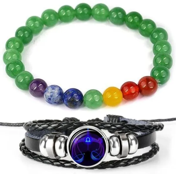 Multiagate_Lapiz_Lazuli,_Green_Aventurine,_Amethyst,_Lava,_7_Chakra,_Clear_Quartz,_Leather,_Green_Jade_Bracelet_Set_(Pack_of_2)