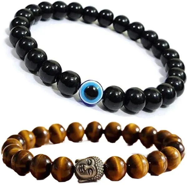 Multiagate_Tiger's_Eye,_Evil_Eye_Bracelet_Set_(Pack_of_2)