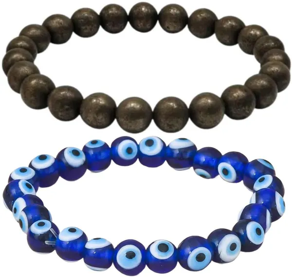 Multiagate_Pyrite,_Evil_Eye_Bracelet_Set_(Pack_of_2)