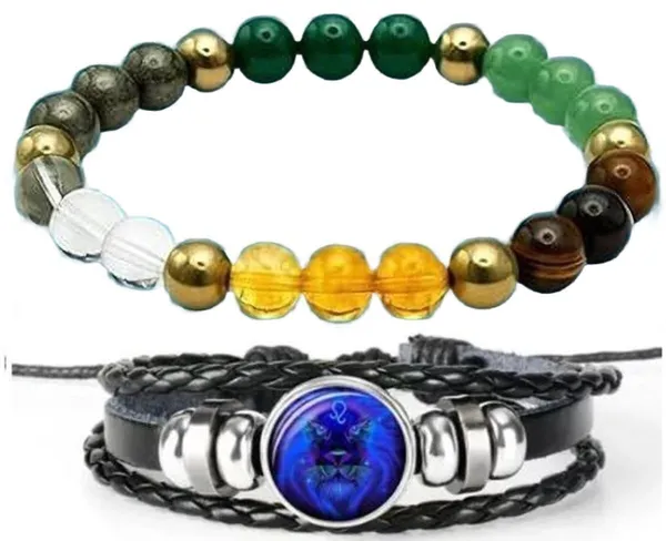Multiagate_Stone,_Leather_Bracelet_Set_(Pack_of_2)