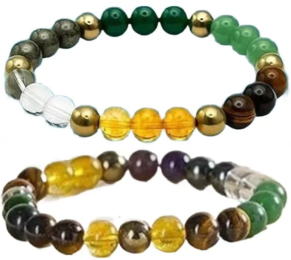 Multiagate_Pyrite,_Stone,_Hematite,_Green_Aventurine,_Amethyst,_Tiger's_Eye,_Citrine_Bracelet_Set_(Pack_of_2)