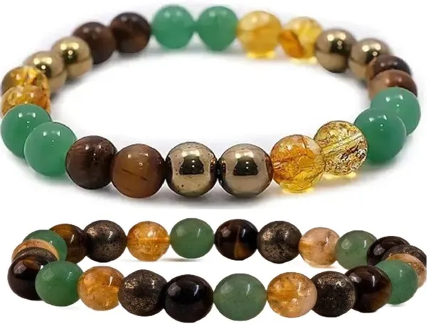 Multiagate_Pyrite,_Stone,_Green_Aventurine,_Citrine_+_Golden,_Golden_Pyrite,_Crystal,_Tiger's_Eye_Bracelet_Set_(Pack_of_2)