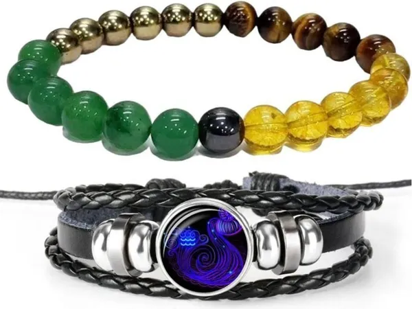 Multiagate_Stone,_Leather_Bracelet_Set_(Pack_of_2)