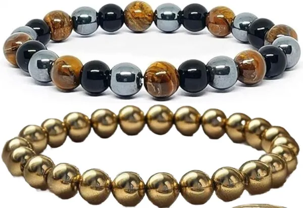 Multiagate_Pyrite,_Crystal,_Tiger's_Eye,_Black_Obsidian_Bracelet_Set_(Pack_of_2)