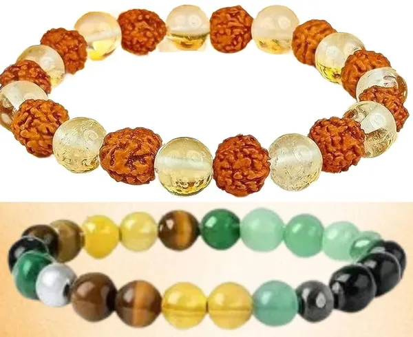 Multiagate_Pyrite,_Green_Aventurine,_Crystal,_Tiger's_Eye,_Rudraksha,_Citrine,_Clear_Quartz_Bracelet_Set_(Pack_of_2)