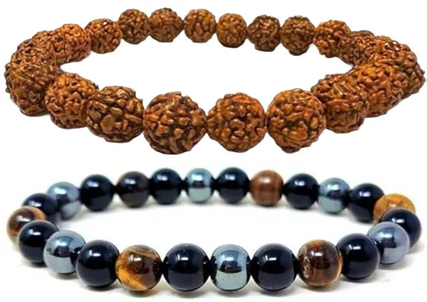 Multiagate_Stone,_Tiger's_Eye,_Rudraksha,_Black_Obsidian_Bracelet_Set_(Pack_of_2)