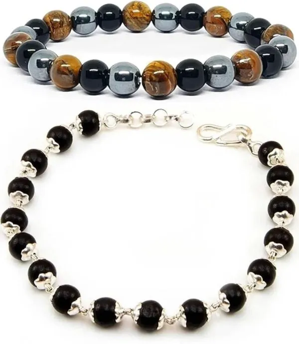 Multiagate_Wood,_Crystal,_Tiger's_Eye,_Alloy,_Black_Obsidian_Bracelet_Set_(Pack_of_2)