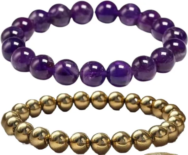 Multiagate_Pyrite,_Amethyst_Bracelet_Set_(Pack_of_2)
