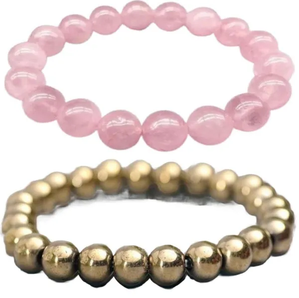Multiagate_Pyrite,_Rose_Quartz_Bracelet_Set_(Pack_of_2)