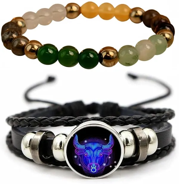 Multiagate_Stone,_Leather_Bracelet_Set_(Pack_of_2)