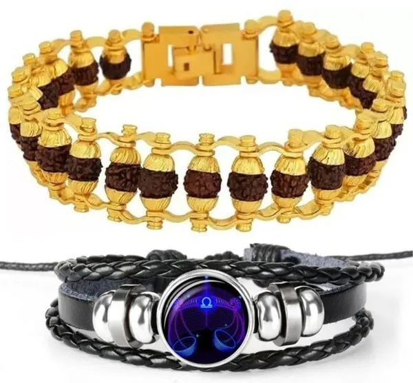 Multiagate_Rudraksha,_Leather_Bracelet_Set_(Pack_of_2)