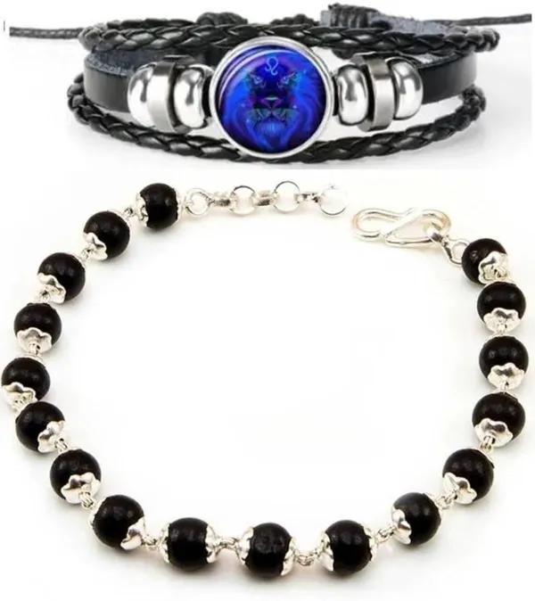 Multiagate_Wood,_Alloy,_Leather_Bracelet_Set_(Pack_of_2)