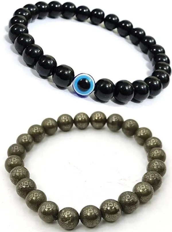 Multiagate_Pyrite,_Evil_Eye_Bracelet_Set_(Pack_of_2)
