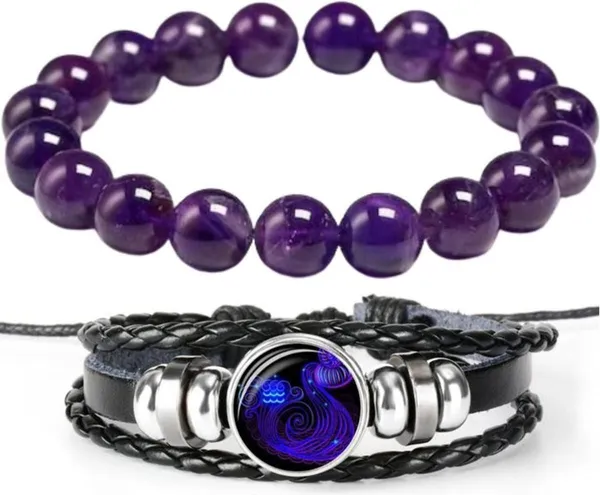 Multiagate_Amethyst,_Leather_Bracelet_Set_(Pack_of_2)
