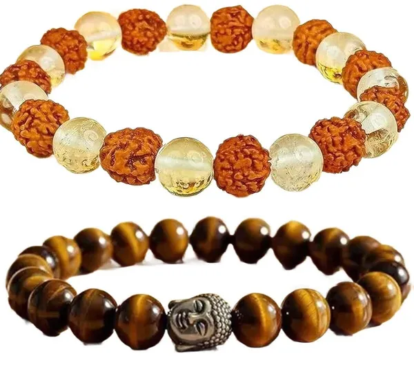 Multiagate_Crystal,_Tiger's_Eye,_Rudraksha,_Clear_Quartz_Bracelet_Set_(Pack_of_2)