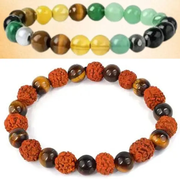 Multiagate_Pyrite,_Stone,_Green_Aventurine,_Crystal,_Tiger's_Eye,_Rudraksha,_Citrine,_Clear_Quartz_Bracelet_Set_(Pack_of_2)