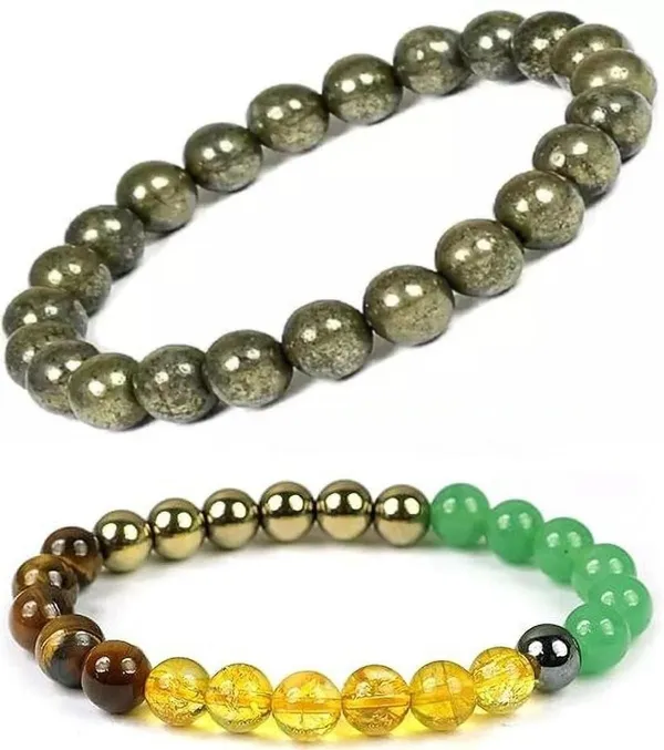Multiagate_Pyrite,_Green_Aventurine,_Citrine_+_Golden,_Tiger's_Eye,_Citrine,_7_Chakra,_Clear_Quartz_Bracelet_Set_(Pack_of_2)
