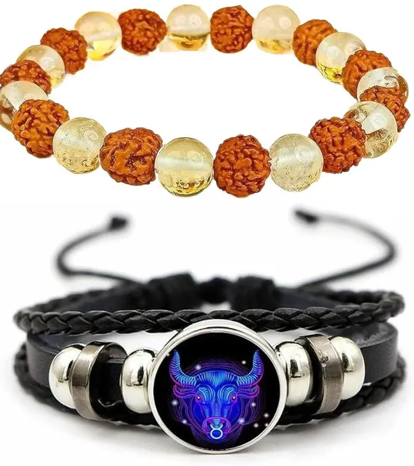 Multiagate_Crystal,_Rudraksha,_Clear_Quartz,_Leather_Bracelet_Set_(Pack_of_2)