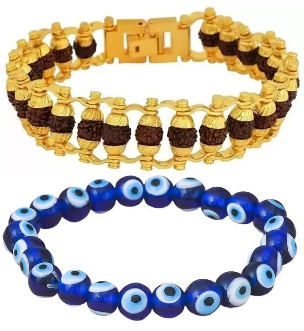 Multiagate_Rudraksha,_Evil_Eye_Bracelet_Set_(Pack_of_2)