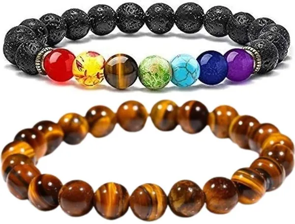 Multiagate_Pyrite,_Stone,_Rose_Quartz,_Amethyst,_Crystal,_Tiger's_Eye,_Lava,_7_Chakra,_Clear_Quartz_Bracelet_Set_(Pack_of_2)