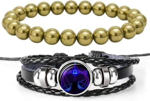 Multiagate_Stone,_Golden_Pyrite,_Leather_Bracelet_Set_(Pack_of_2)