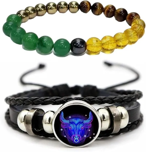 Multiagate_Stone,_Leather_Bracelet_Set_(Pack_of_2)