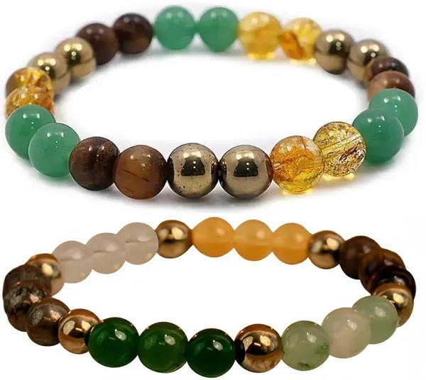 Multiagate_Pyrite,_Stone,_Green_Aventurine,_Citrine_+_Golden,_Tiger's_Eye_Bracelet_Set_(Pack_of_2)