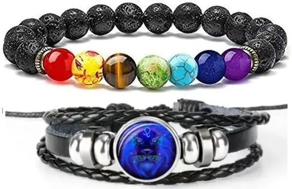 Multiagate_Pyrite,_Stone,_Rose_Quartz,_Amethyst,_Crystal,_Tiger's_Eye,_Lava,_7_Chakra,_Clear_Quartz,_Leather_Bracelet_Set_(Pack_of_2)